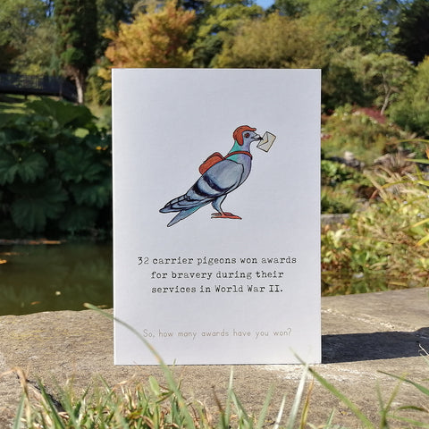 Carrier Pigeon Heroic Animals Blank Greetings Card