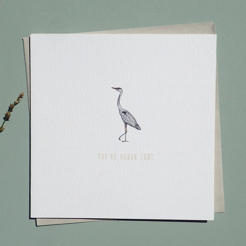 You're Heron Sent Valentines Blank Greetings Card