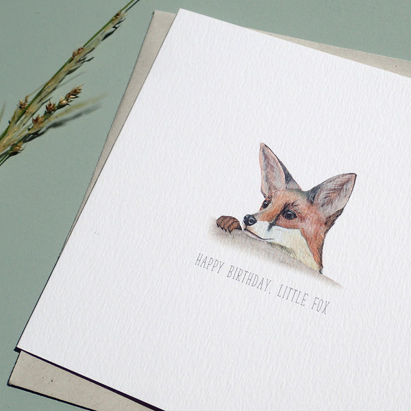 Happy Birthday, Little Fox Blank Greetings Card