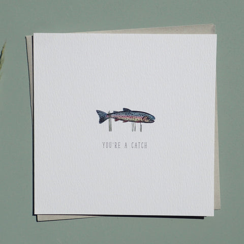 You're a Catch Rainbow Trout Valentines Blank Greetings Card