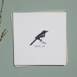 Shine On Magpie Blank Greetings Card