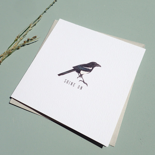 Shine On Magpie Blank Greetings Card