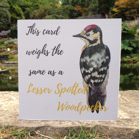 Bird Weight Lesser Spotted Woodpecker Blank Greetings Card