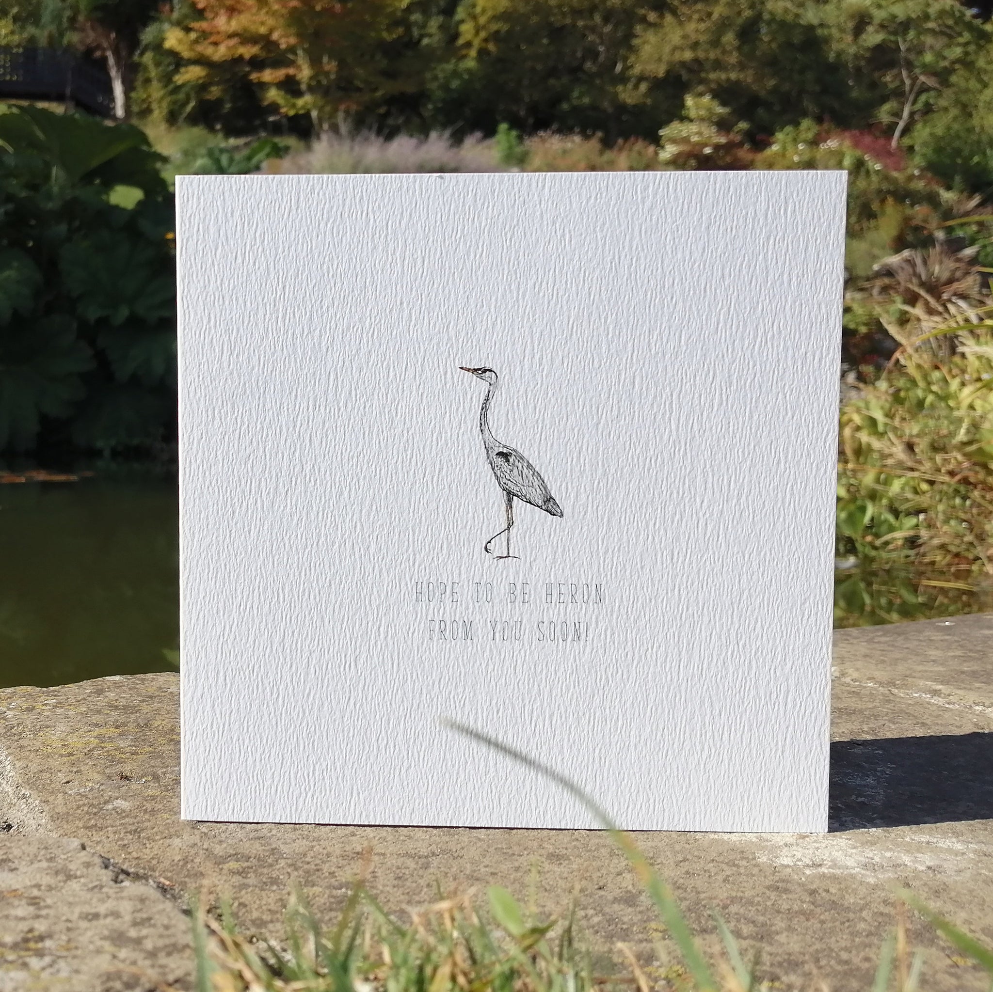 Hope to be Heron From You Soon Blank Greetings Card