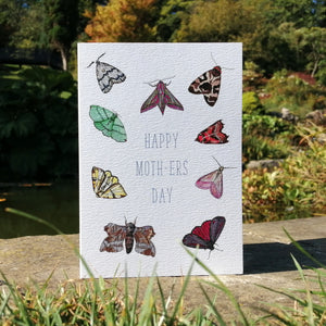 Happy Mothers Day Moth Illustration Blank Greetings Card