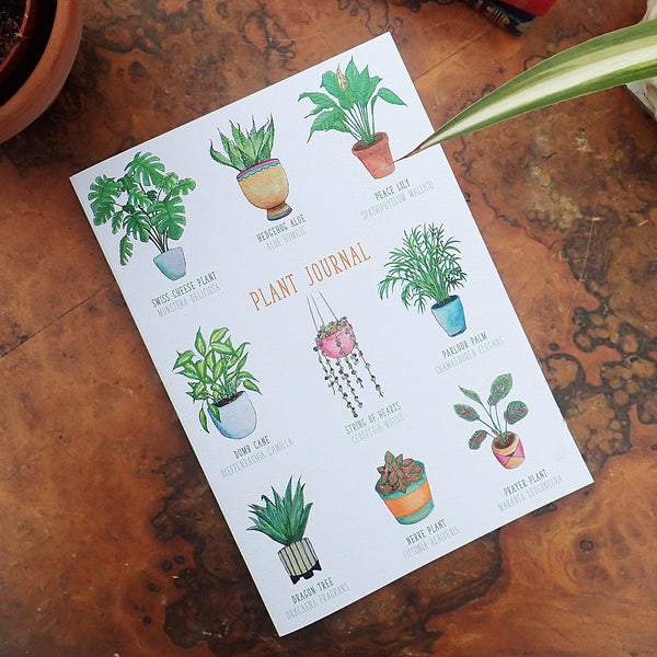 House Plant Care Journal A5 Illustrated Lined Notebook